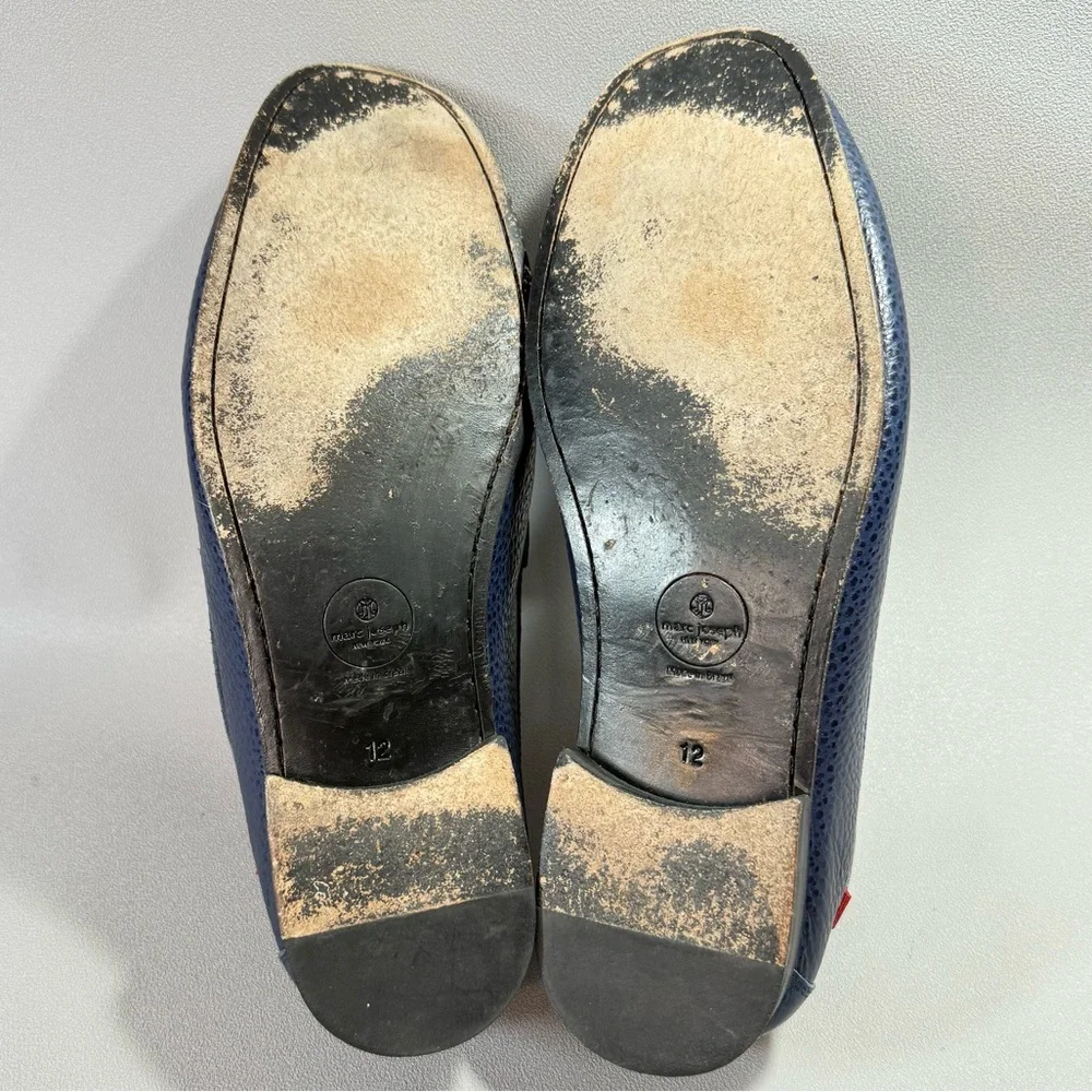 MARC JOSEPH NEW YORK Windsor Place Blue Pebbled Leather Penny Loafers